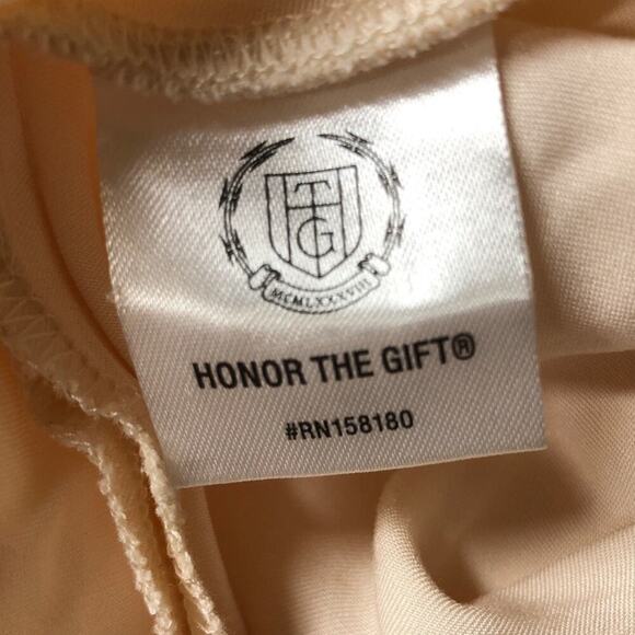 Honor The Gift Silk Slip Dress Sleeveless Cowl Neck Asymmetric Hem Sand NWT M - Picture 7 of 9